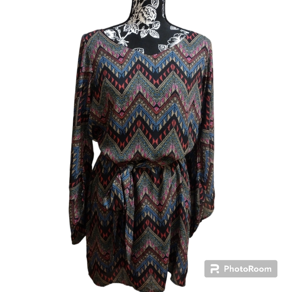 Cowgirl Justice Western Boho Tribal Chevron Long Sleeve Dress
